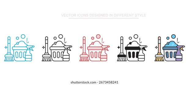 Diseño de icono de herramientas de limpieza con fondo blanco