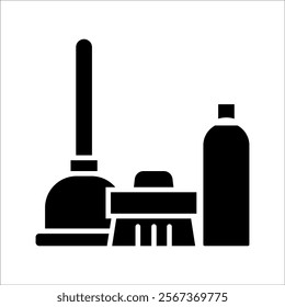 cleaning tools icon illustration isolated vector sign symbol