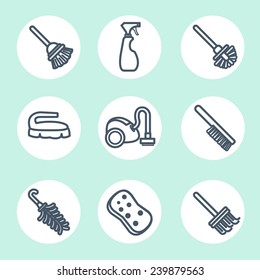 Cleaning tools Icon Set