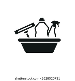 Icono de herramientas de limpieza. Sencillo icono de herramientas de limpieza para redes sociales, App y Diseño web. Ilustración vectorial.