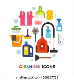cleaning tools icon vector illustration flat design