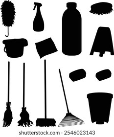 Cleaning Tools Icons for Home, Office, and Hygiene