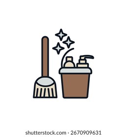 cleaning tools icons isolated on White Background. Flat style design