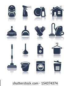 Cleaning tools icons set