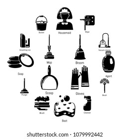 Cleaning tools icons set. Simple illustration of 16 cleaning tools vector icons for web