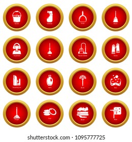 Cleaning tools icons set. Simple illustration of 16 cleaning tools vector icons for web