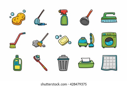 Cleaning tools icons set,eps10