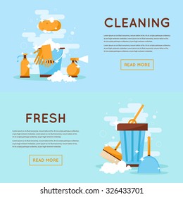 Cleaning tools, cleaning, order, freshness, purity, health. Flat design isolated vector illustration.