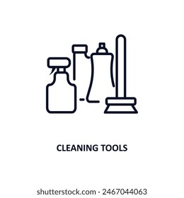 cleaning tools outline icon.  Thin line icon from cleaning collection. Editable vector isolated on white background