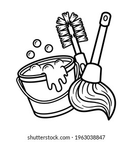 Cleaning Tools. Cleaning Product, Variety House Cleaning Icon Concept