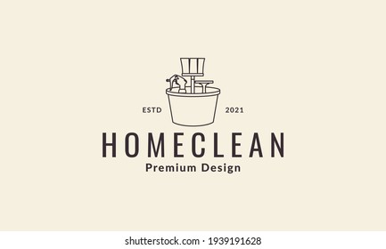 cleaning tools set lines logo vector symbol icon design illustration