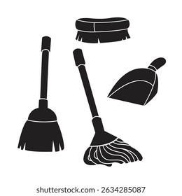 cleaning tools silhoutte vector design