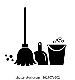 Cleaning tools vector icon isolated on white background