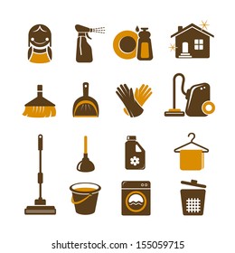 Cleaning tools vector icons