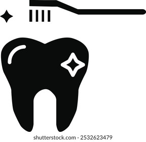 Reinigungszahn mit Pinsel-Vektorgrafik Detailliertes Symbol
