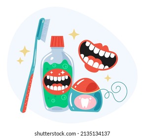 Cleaning tooth vector flat graphic design illustration