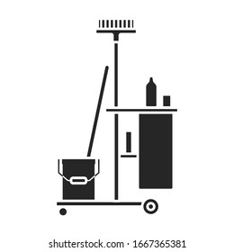 Cleaning of trolley vector icon.Black vector icon isolated on white background cleaning trolley.