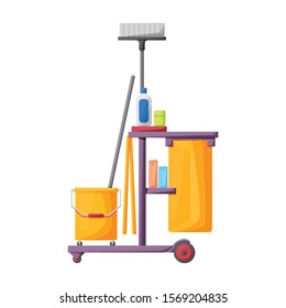 Cleaning of trolley vector icon.Cartoon vector icon isolated on white background cleaning trolley.