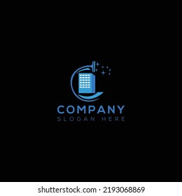 cleaning vector art logo design