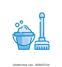 Cleaning vector blue colours icon style illustration. EPS 10 file