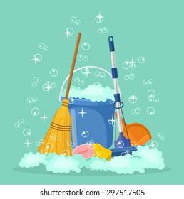 Cleaning vector flat cartoon illustration