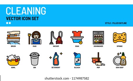 Cleaning vector icon set.