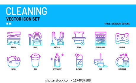 Cleaning vector icon set.