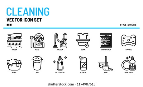 Cleaning vector icon set.