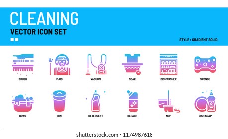 Cleaning vector icon set.