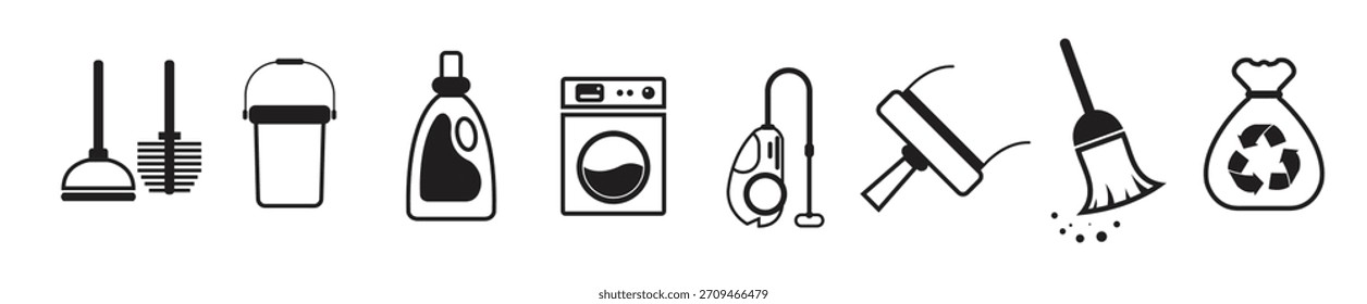 Limpieza de iconos vectoriales Ilustración vectorial