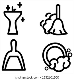 Cleaning vector icons set with white background.