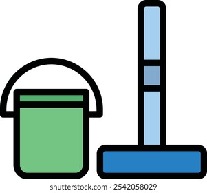 Vectorlinienförmiges, gefülltes Symboldesign reinigen