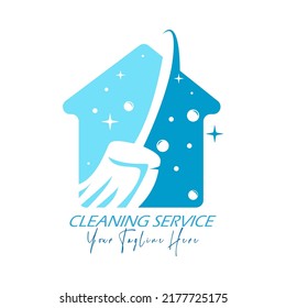 Cleaning. Vector template of a logo, sticker or brand. Flat style