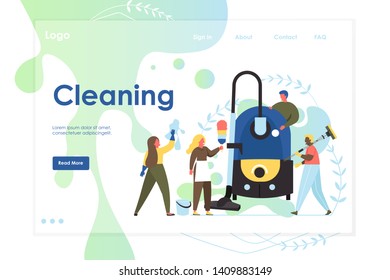 Cleaning vector website landing page design template