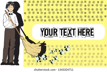 Cleaning waiter concept design Flat style vector illustration