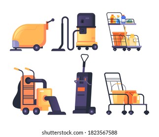 Cleaning washer machine equipment isolated set. Vector flat graphic design cartoon illustration