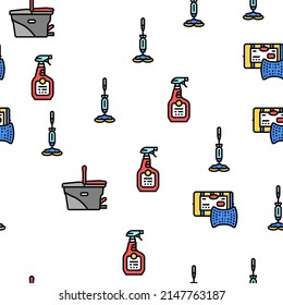 Cleaning And Washing Accessories Vector Seamless Pattern Thin Line Illustration
