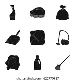 Cleaning, washing and everything connected with it. A set of icons for cleaning. Cleaning and maid icon in set collection on black style vector symbol stock illustration.