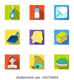 Cleaning, washing and everything connected with it. A set of icons for cleaning. Cleaning and maid icon in set collection on flat style vector symbol stock illustration.