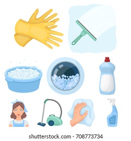 Cleaning, washing and everything connected with it. A set of icons for cleaning and maid icon in set collection on cartoon style vector symbol stock illustration.