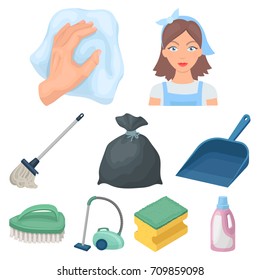 Cleaning, washing and everything connected with it. A set of icons for cleaning. Cleaning and maid icon in set collection on cartoon style vector symbol stock illustration.