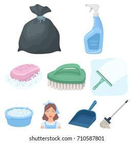 Cleaning, washing and everything connected with it. A set of icons for cleaning. Cleaning and maid icon in set collection on cartoon style vector symbol stock illustration.