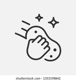 Cleaning of washing. Linear vector icon