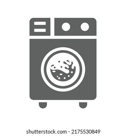 Cleaning, washing machine icon. Gray vector graphics.