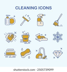 CLEANING - WASHING - TOOLS ICON SET