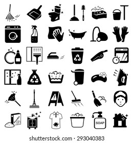 Cleaning and washing vector icon set