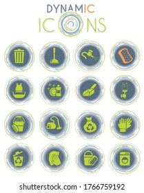 cleaning web icons on white background with dynamic lines for animation for user interface design