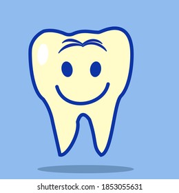 Cleaning and whitening teeth concept vector illustration. Snow-white Happy Tooth and Yellow Moody Tooth Cartoon characters in flat design. Tooth before and after whitening infographic elements.