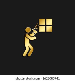 Cleaning, window gold icon. Vector illustration of golden