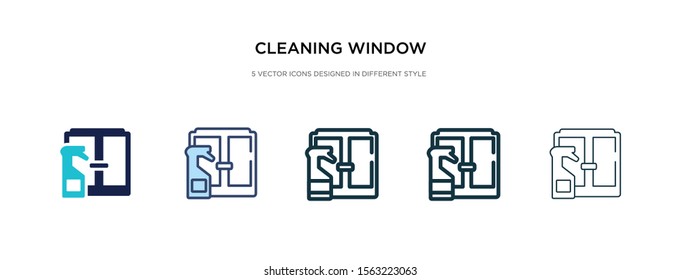 cleaning window icon in different style vector illustration. two colored and black cleaning window vector icons designed in filled, outline, line and stroke style can be used for web, mobile, ui